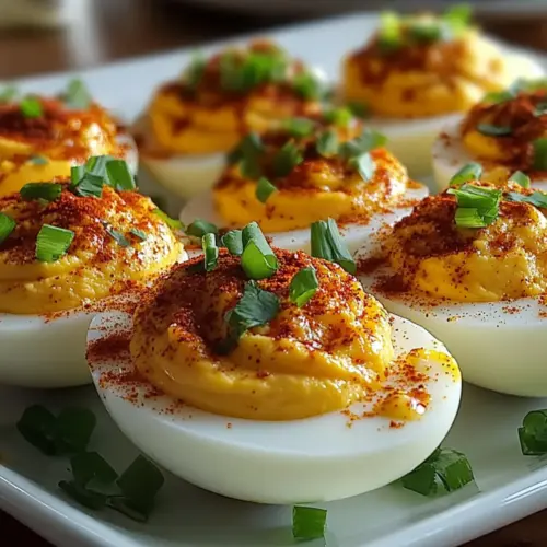 Spicy Chili Garlic Deviled Eggs