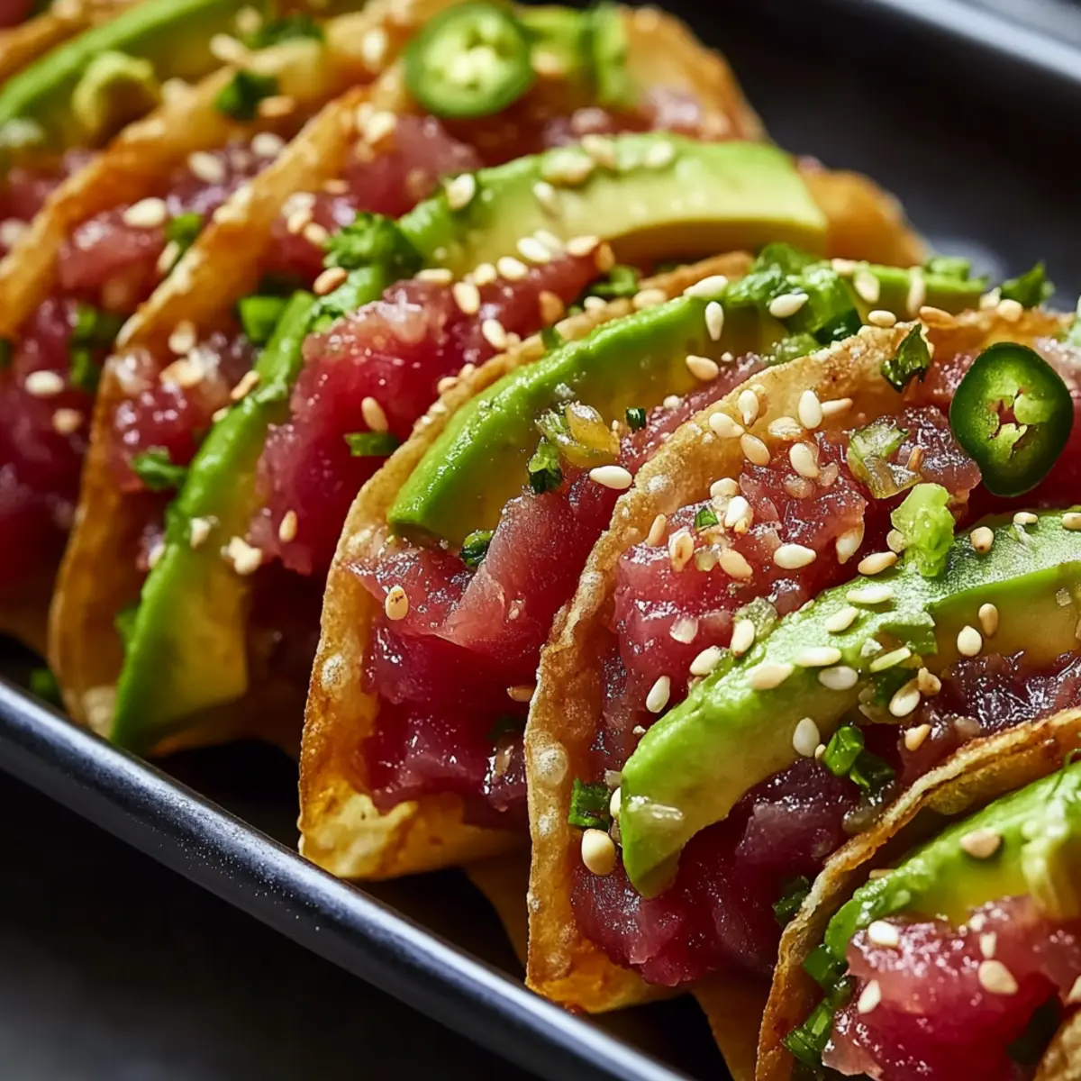 Spicy Tuna Tartare Wonton Tacos