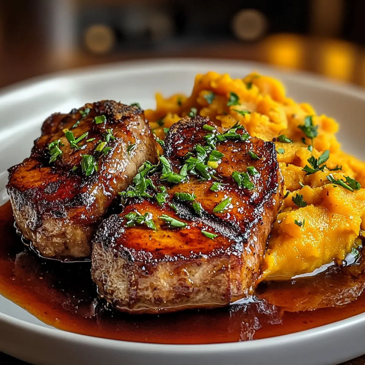 Apple Cider Pork with Mashed Sweet Potatoes Recipe