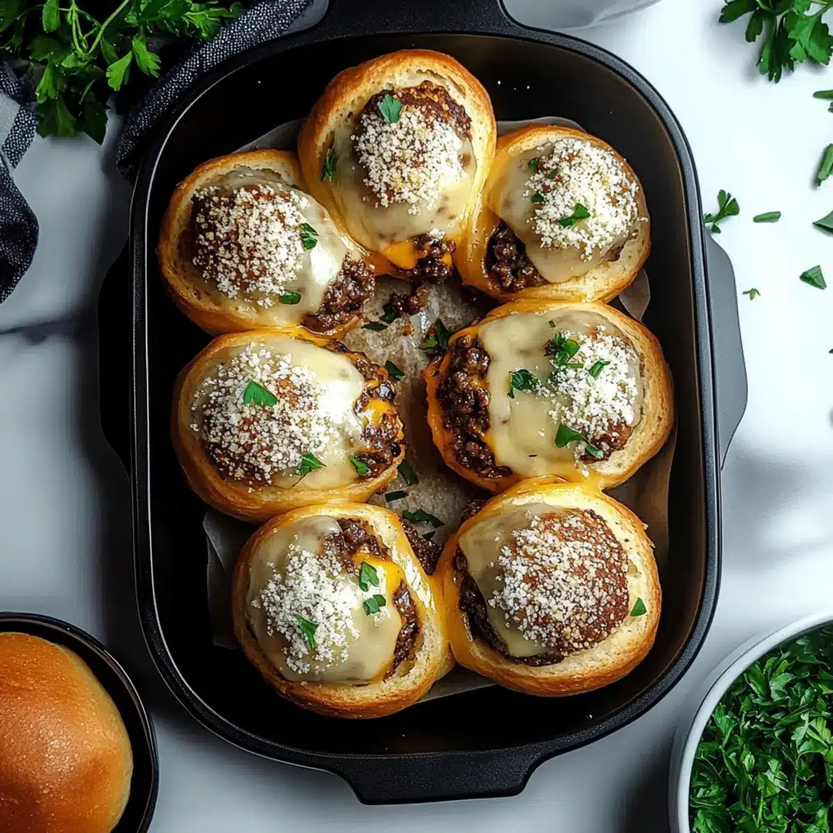 Garlic Parmesan Cheeseburger Bombs