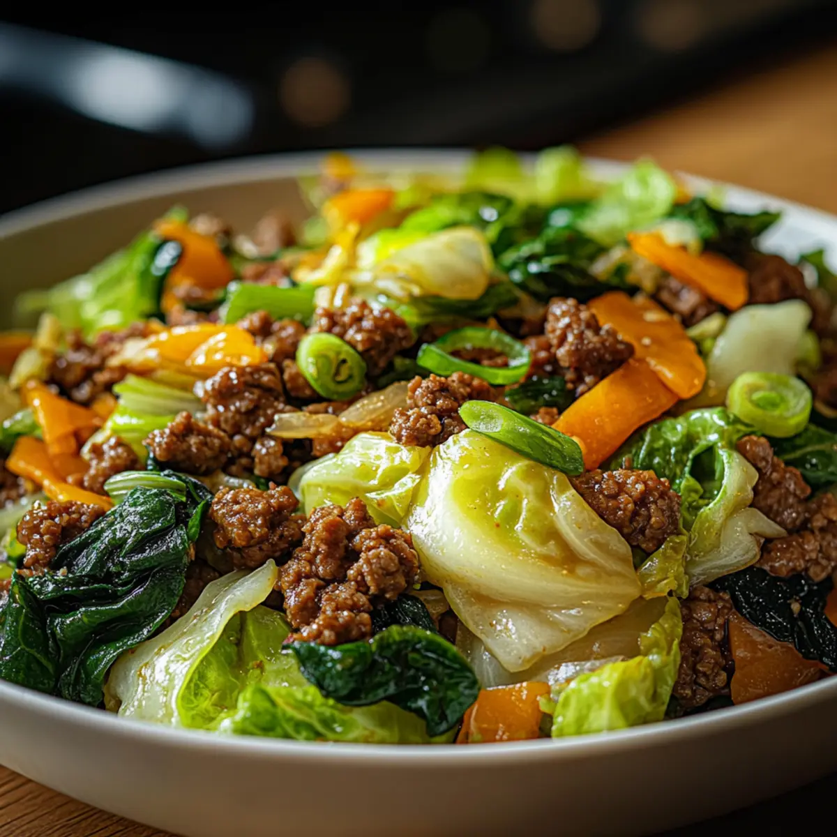 Chinese Ground Beef and Cabbage