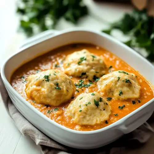 Tomato Soup with Cheddar Bay Dumplings