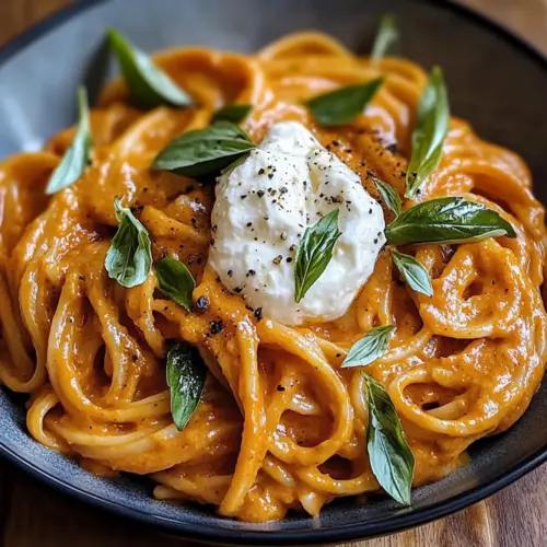 Red Pepper Pasta with Burrata & Herbs