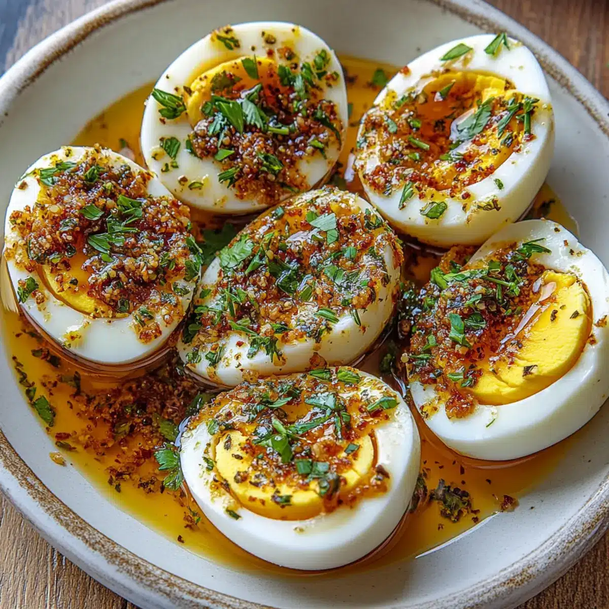 Cajun Boiled Eggs with Spicy Garlic Butter