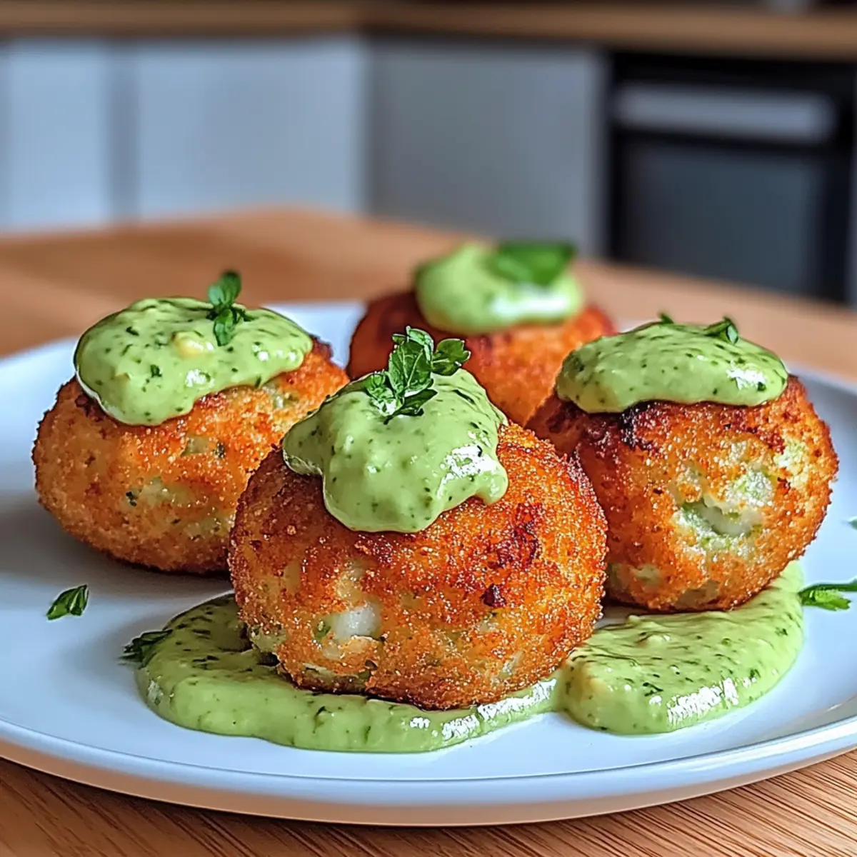 Salmon Balls with Creamy Avocado Sauce