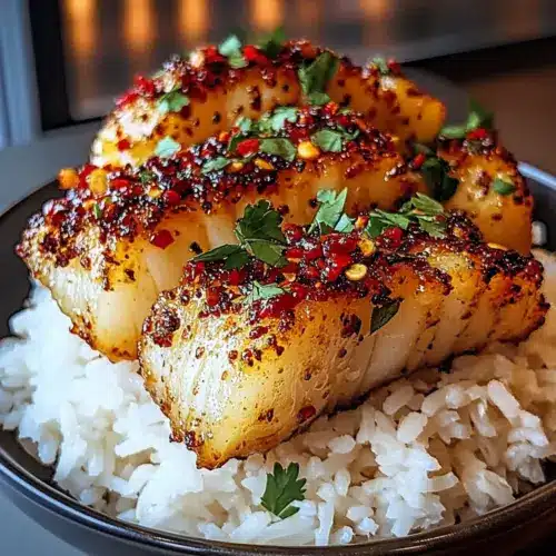 Cod Strips with Rice and Chili Garlic